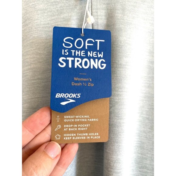 BROOKS NWT Heather Glacier/Navy Dash 1/2 Zip Running Jacket Women’s Small - Picture 12 of 12